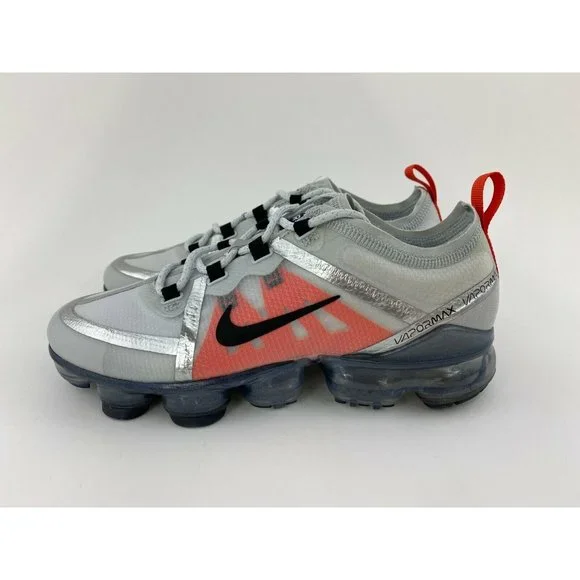 Nike Air VaporMax 2019 Pure Platinum Orange Youth GS Sneakers Shoes - Picture 10 of 12